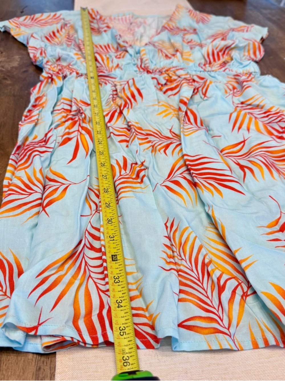 NWT Cupshe Beach Vacation Dress/Cover-up in Light Blue and Orange - Picture 3 of 7